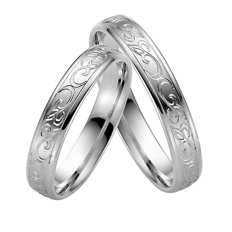 LOVE by Goettgen Trauringe Paar, Weiss 500 Palladium, Eheringe günstig online kaufen