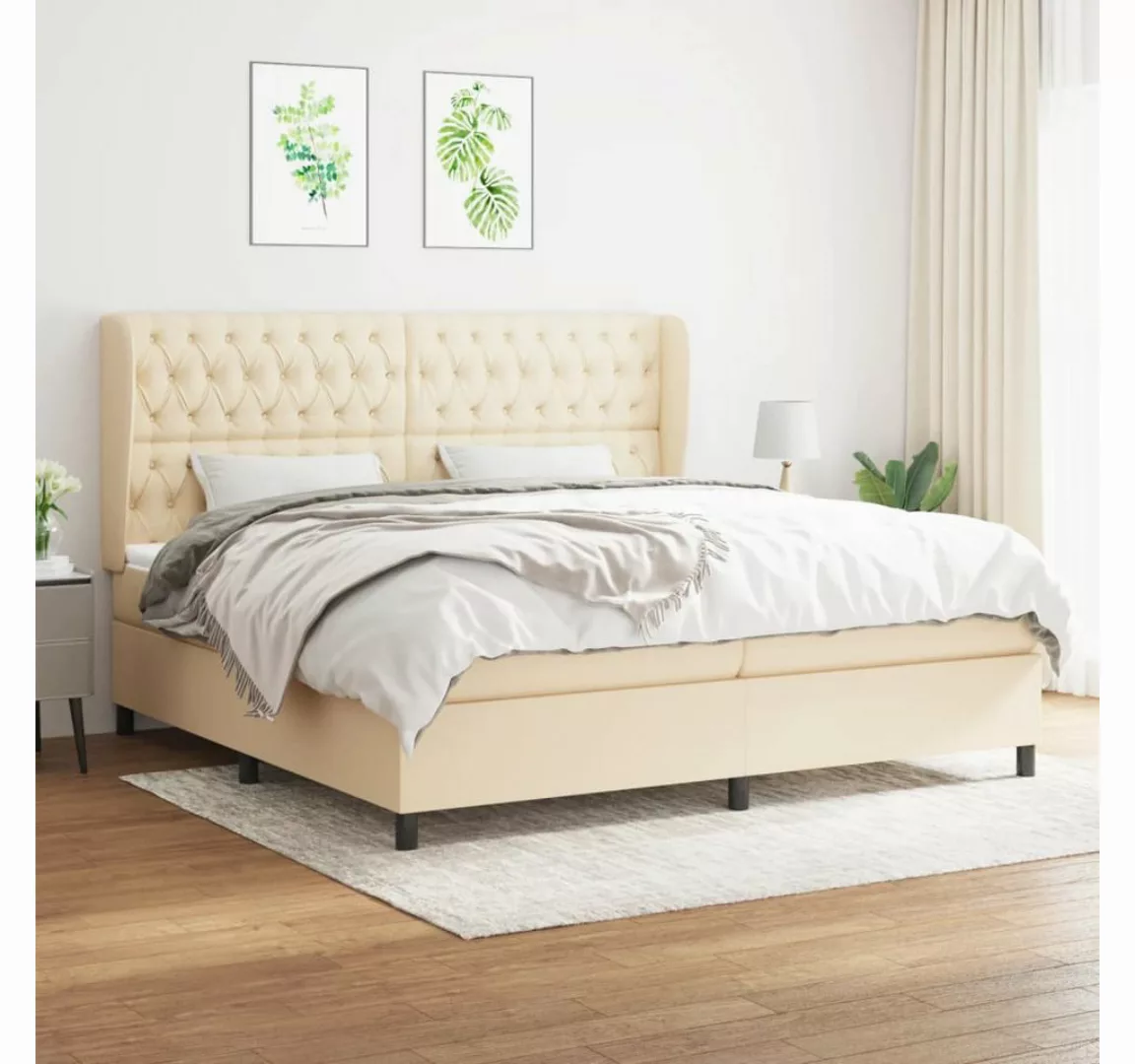 vidaXL Boxspringbett Boxspringbett mit Matratze Creme 200x200 cm Stoff Bett günstig online kaufen