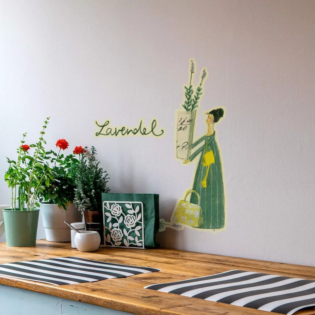 Wall-Art Wandtattoo »Kräuterfrau Küche Lavendel«, (1 St.), selbstklebend, e günstig online kaufen