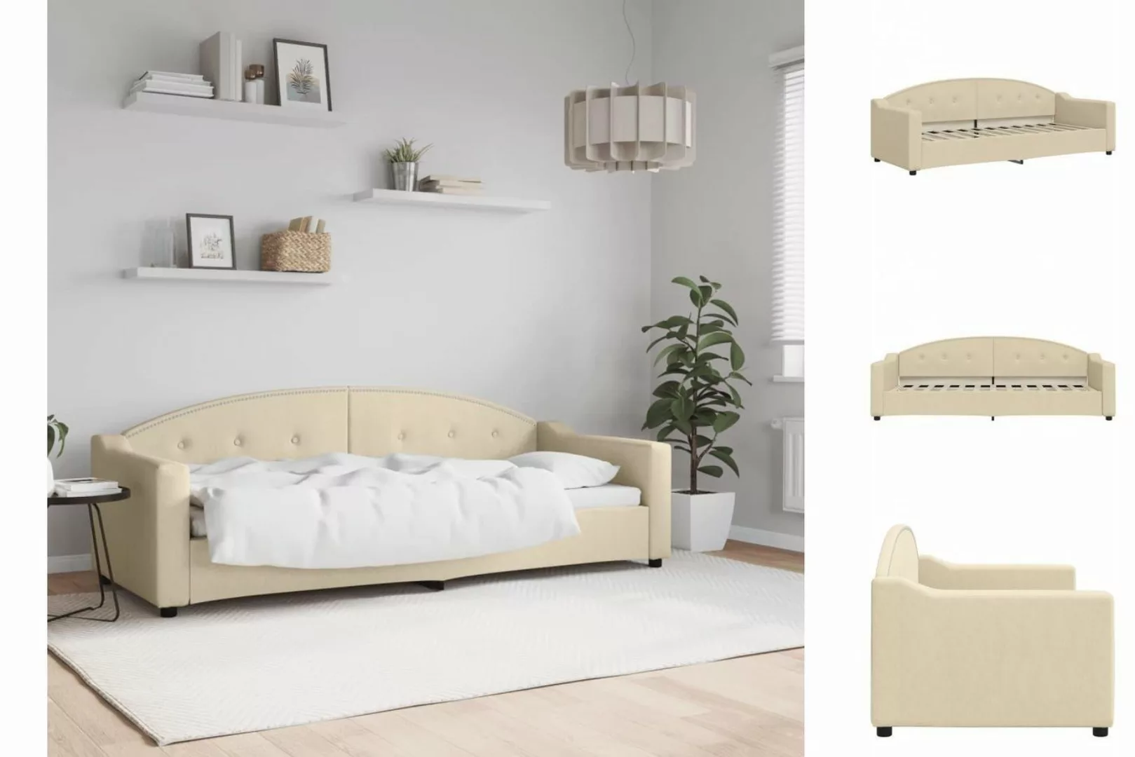 vidaXL Gästebett Tagesbett Creme 80x200 cm Stoff Gästebett Schlafsofa Beige günstig online kaufen