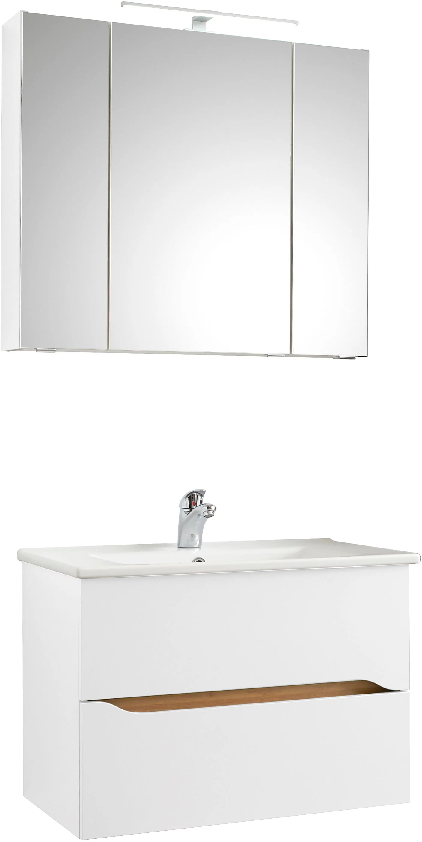 Saphir Badmöbel-Set "Quickset 2-teilig, Keramikwaschtisch mit LED-Spiegelsc günstig online kaufen