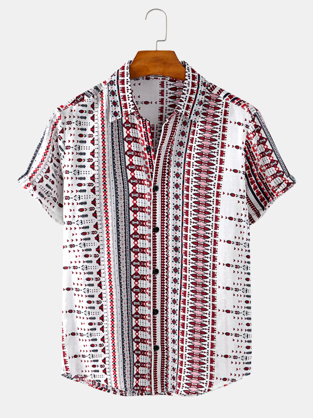 Mens Ethnic Print Baumwolle Atmungsaktiv Casual Kurzarm Shirts günstig online kaufen