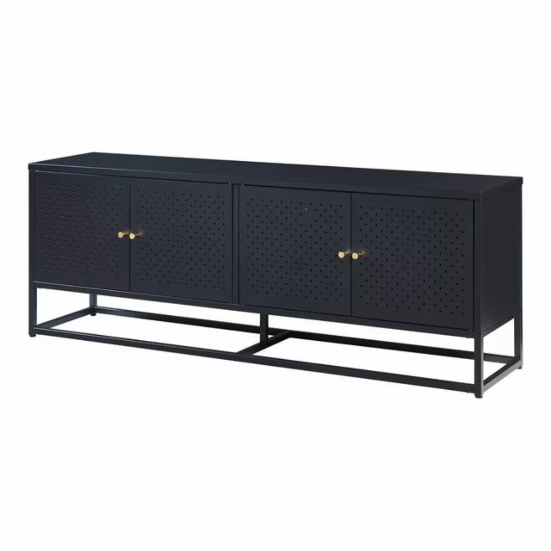 en.casa TV-Schrank »Janakkala« mit 4 Türen Stahl 153 x 35 x 55 cm Schwarz günstig online kaufen