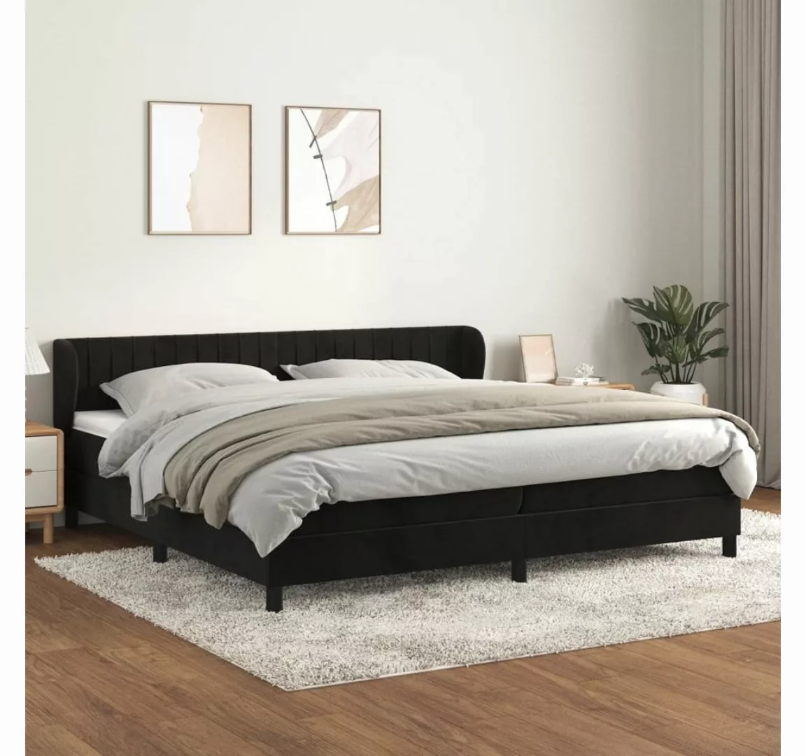 furnicato Bett Boxspringbett mit Matratze Schwarz 200x200 cm Samt günstig online kaufen