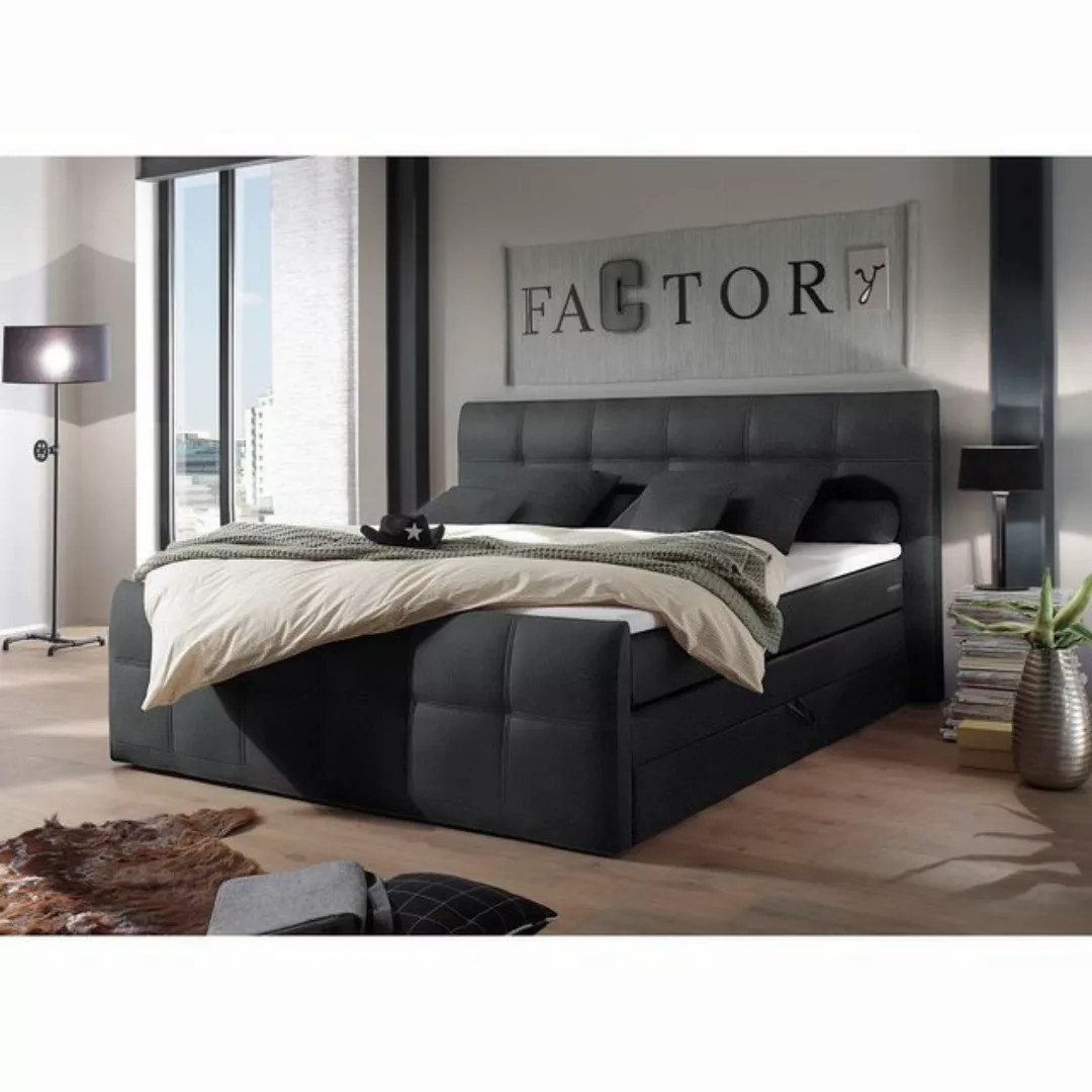 Boxspringbett mit Bettkasten 180x200 cm SACRAMENTO-09 Hotelbett in Schwarz, günstig online kaufen