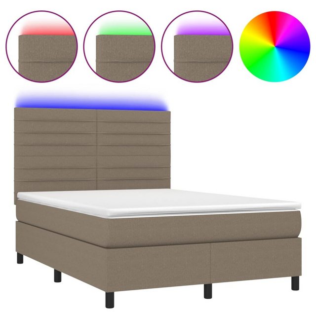 vidaXL Boxspringbett Bett Boxspringbett mit Matratze & LED Stoff (140 x 200 günstig online kaufen