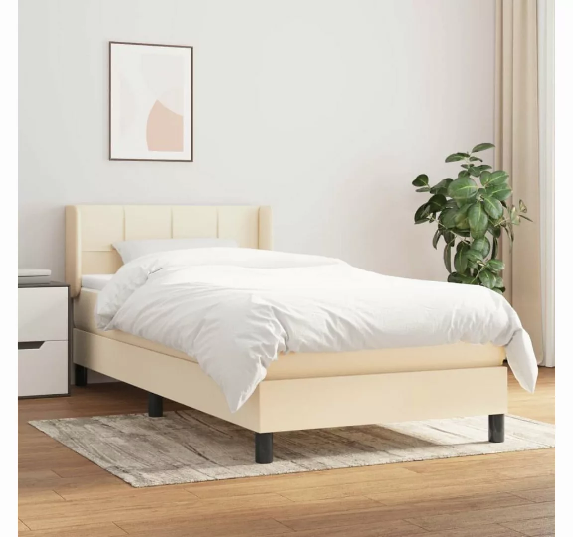 Vidaxl Boxspringbett Mit Matratze Creme 90x200 Cm Stoff günstig online kaufen