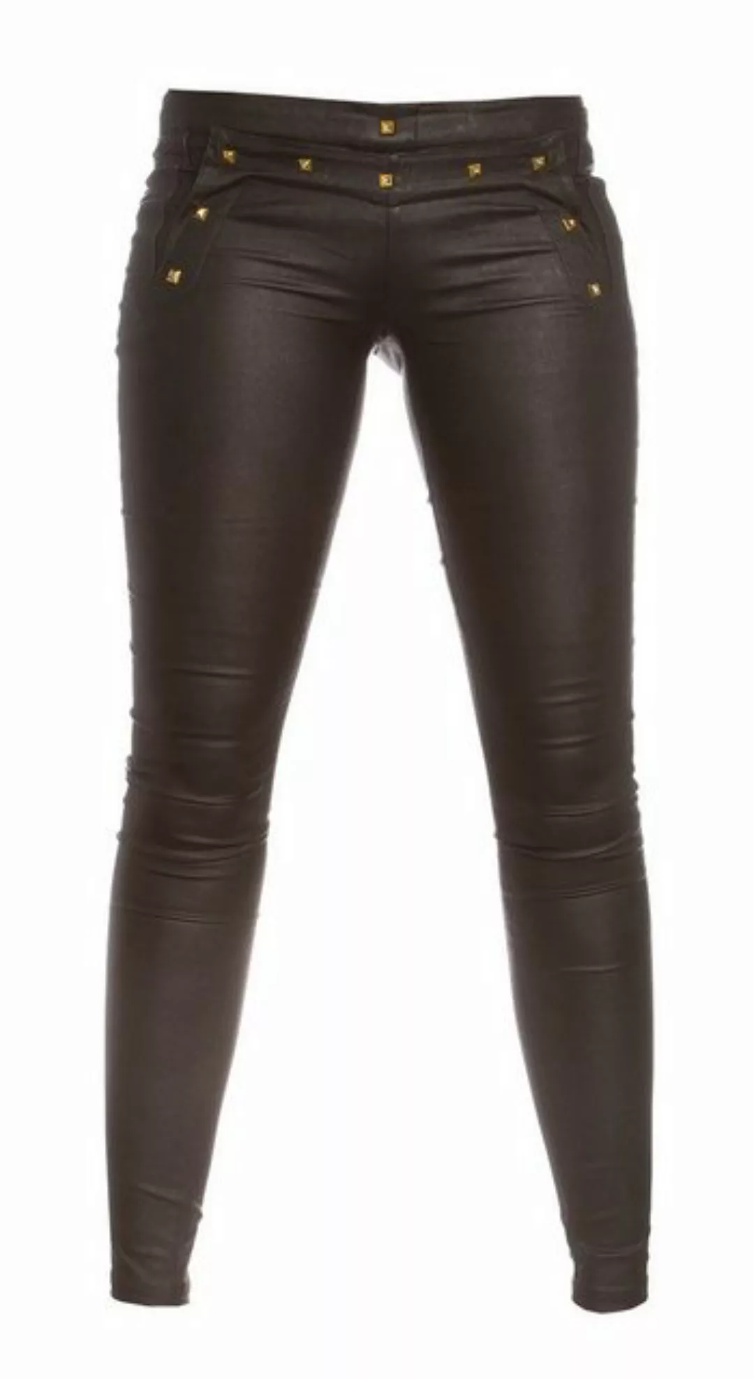 Koucla Treggings Wetlook Hose + Nieten & Schnürung günstig online kaufen