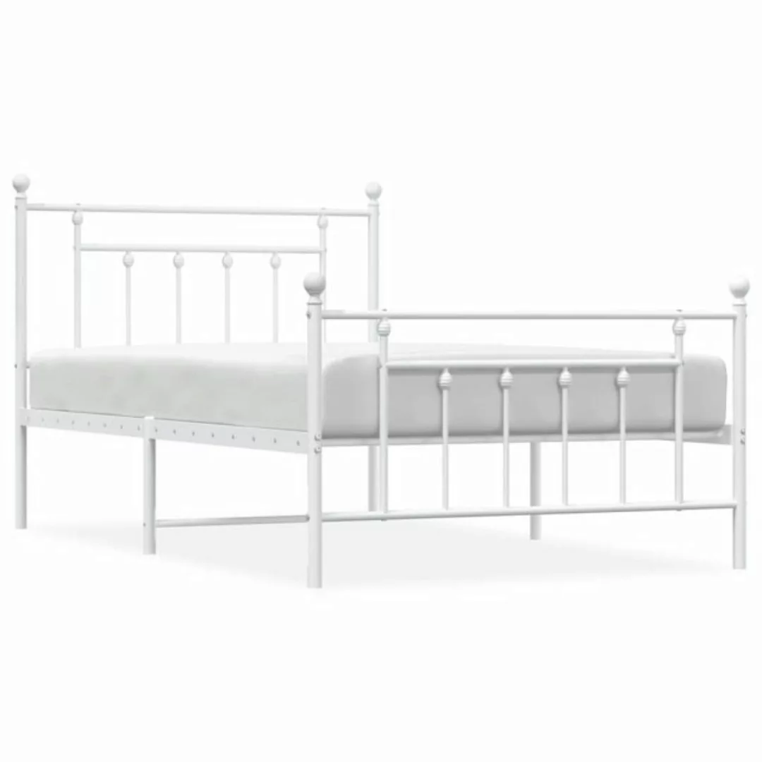 furnicato Bett Bettgestell mit Kopf- und Fußteil Metall Weiß 107x203 cm günstig online kaufen