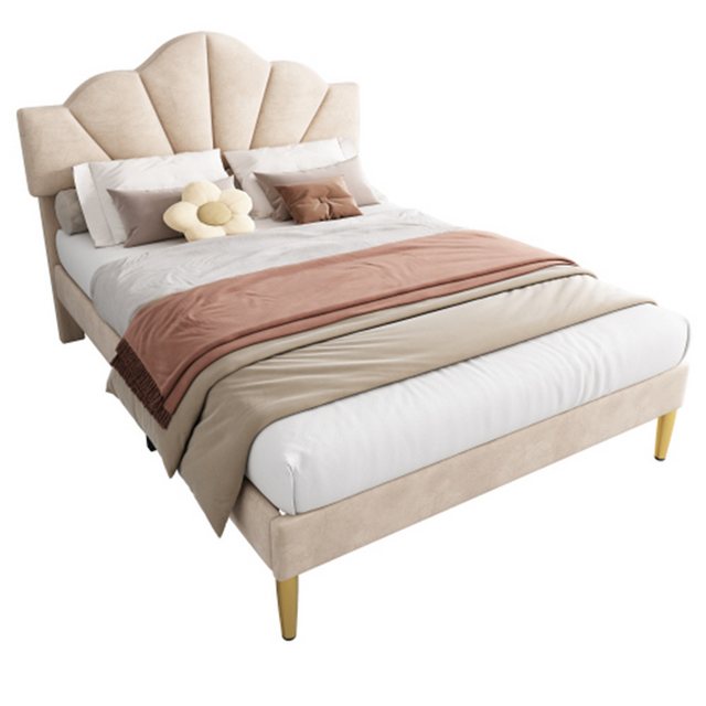 XDeer Polsterbett Polsterbett, 140*200 cm, Doppelbett, Bett mit goldenen, h günstig online kaufen
