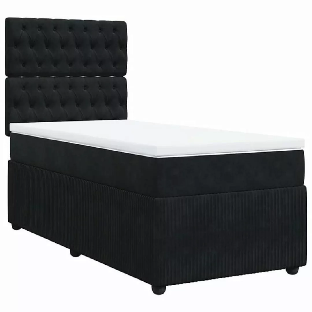 vidaXL Boxspringbett, Boxspringbett mit Matratze Schwarz 90x200 cm Samt günstig online kaufen