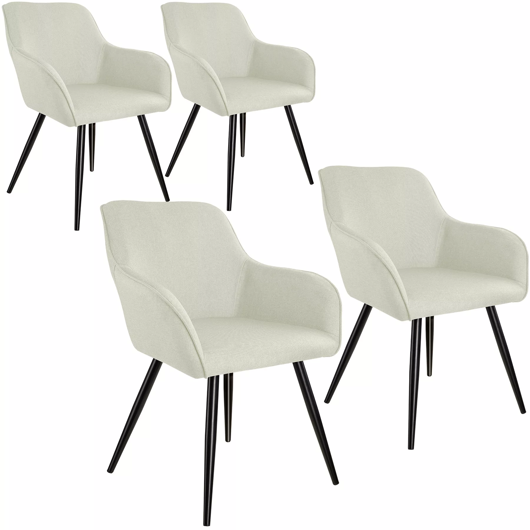 4er Set Stuhl Marilyn Leinenoptik, schwarze Stuhlbeine - crème/schwarz günstig online kaufen