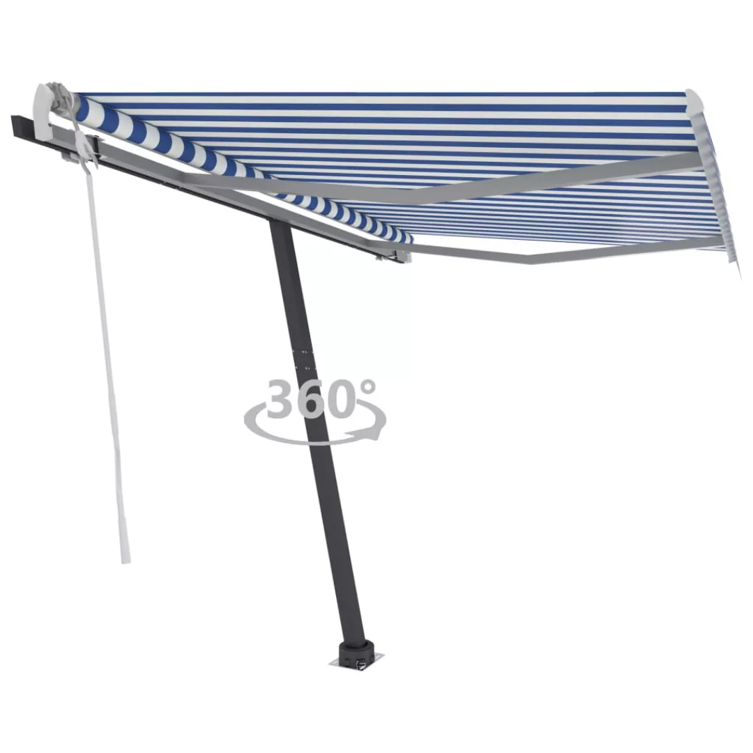 Standmarkise Einziehbar Handbetrieben 300x250 Cm Blau/weiß günstig online kaufen