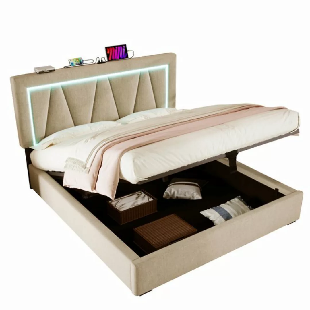 BlingBin Boxspringbett Stauraumbett Polsterbett (1-St., Funktionsbett mit B günstig online kaufen