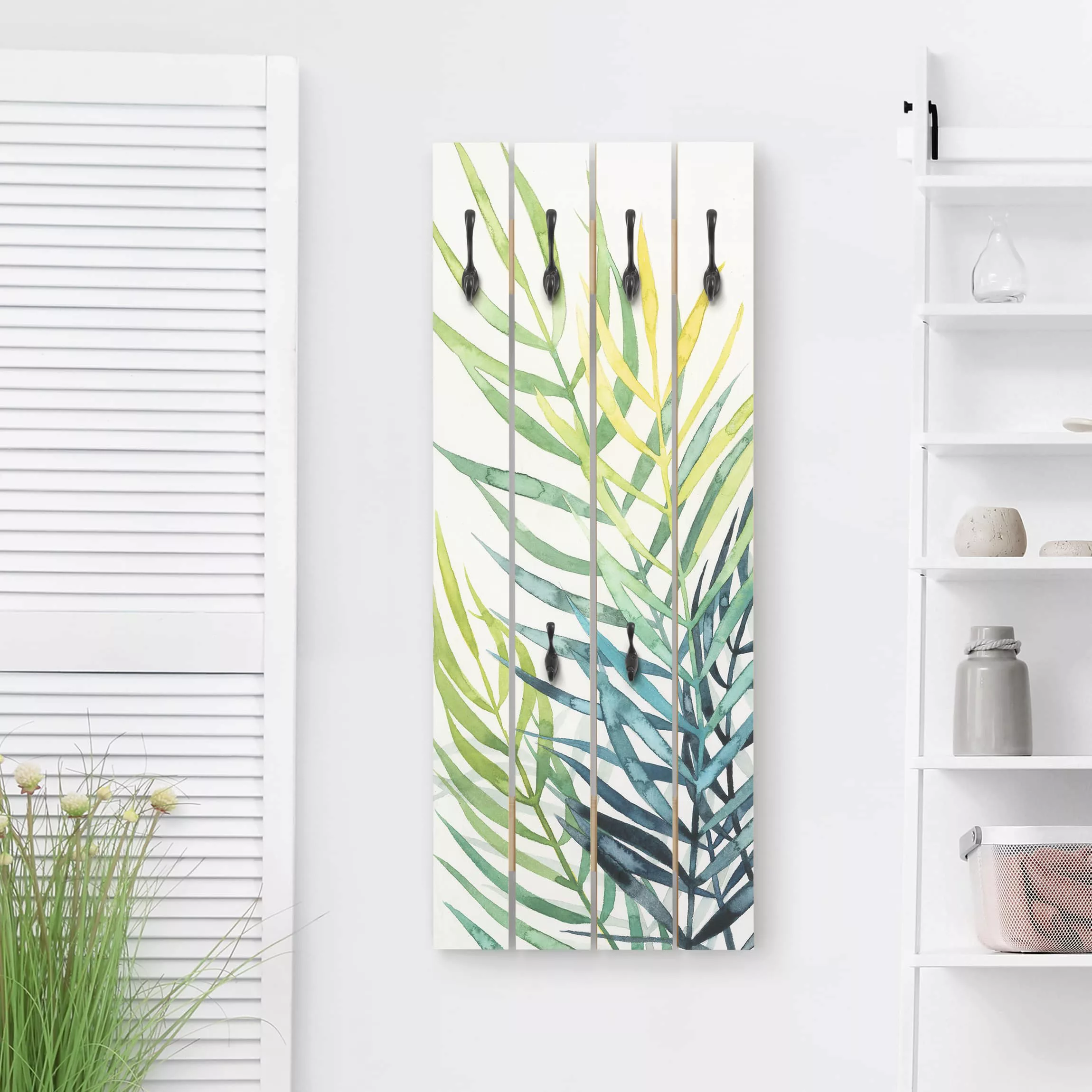 Wandgarderobe Holzpalette Botanik & Tropical Tropisches Blattwerk - Palme günstig online kaufen