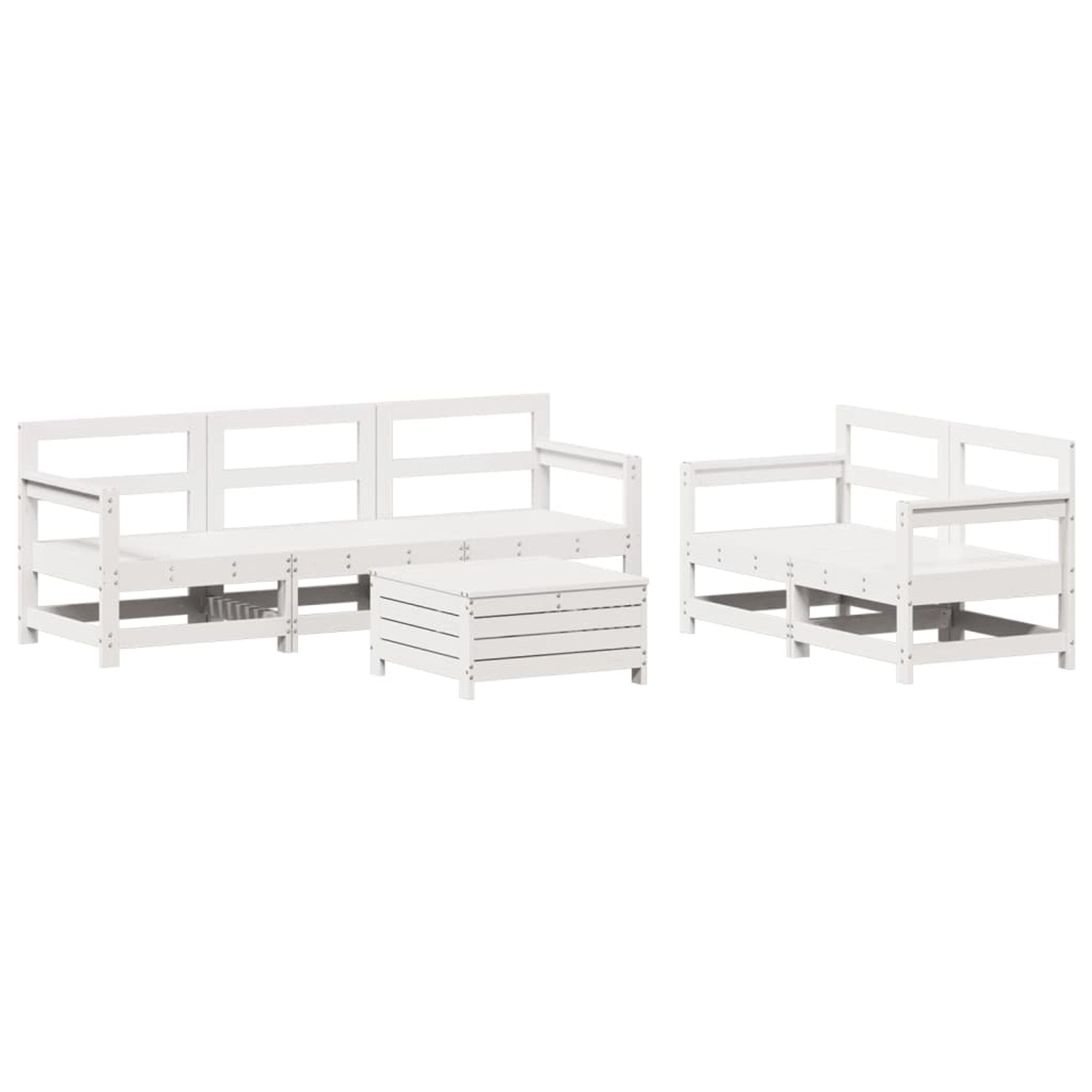 vidaXL 6-Tlg Garten-Sofagarnitur Weiß Massivholz Kiefer 3250821 günstig online kaufen