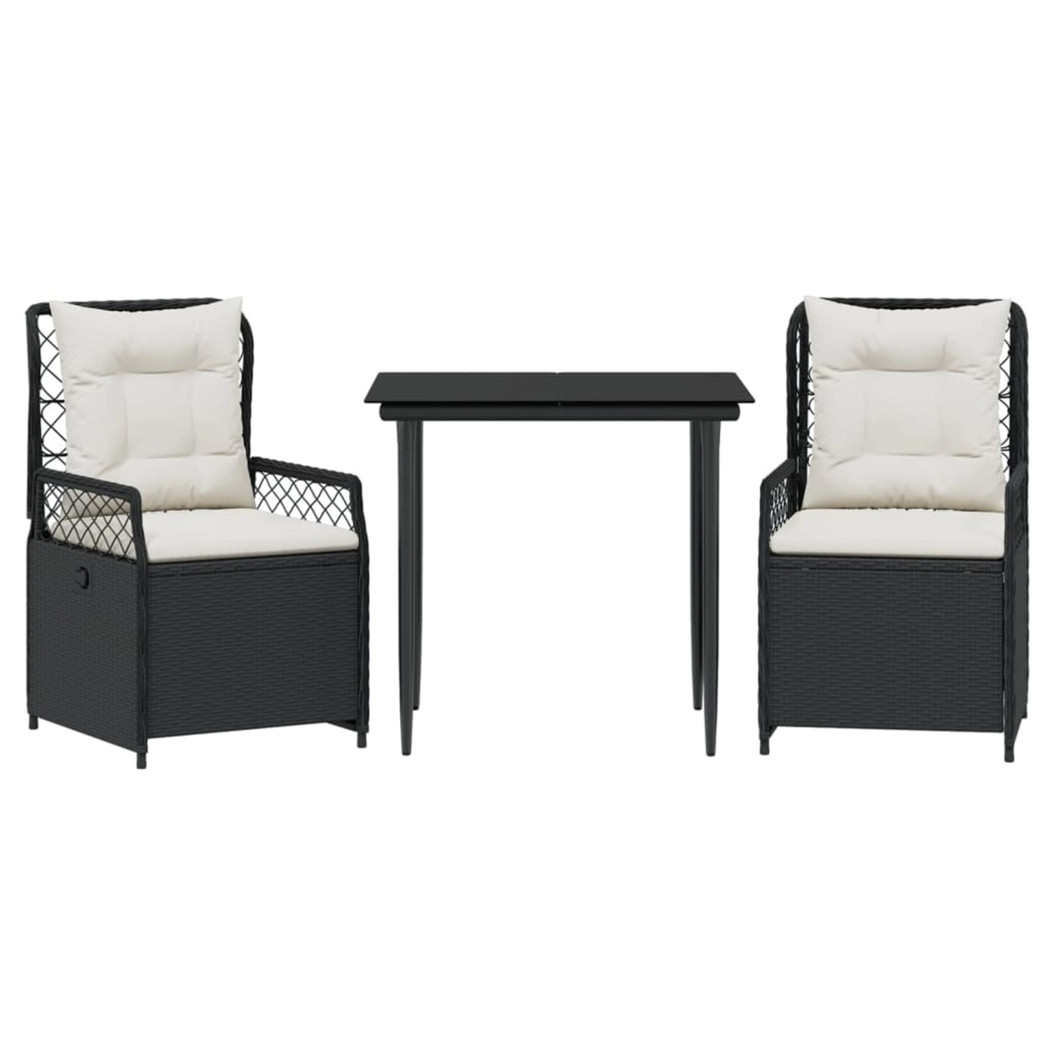 vidaXL 3-Tlg Garten-Essgruppe mit Kissen Schwarz Poly Rattan 3262957 günstig online kaufen