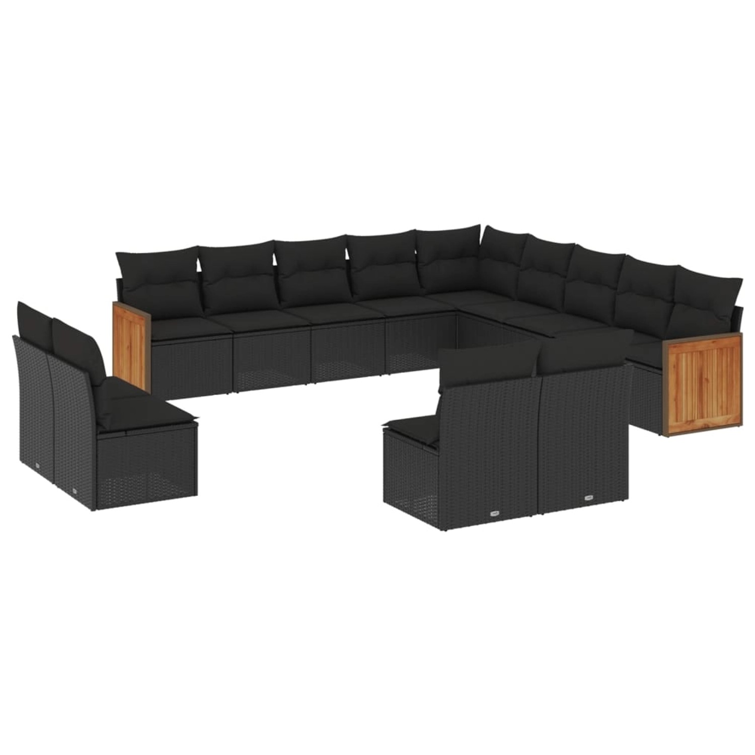 vidaXL 13-Tlg Garten-Sofagarnitur mit Kissen Schwarz Poly Rattan 3228162 günstig online kaufen