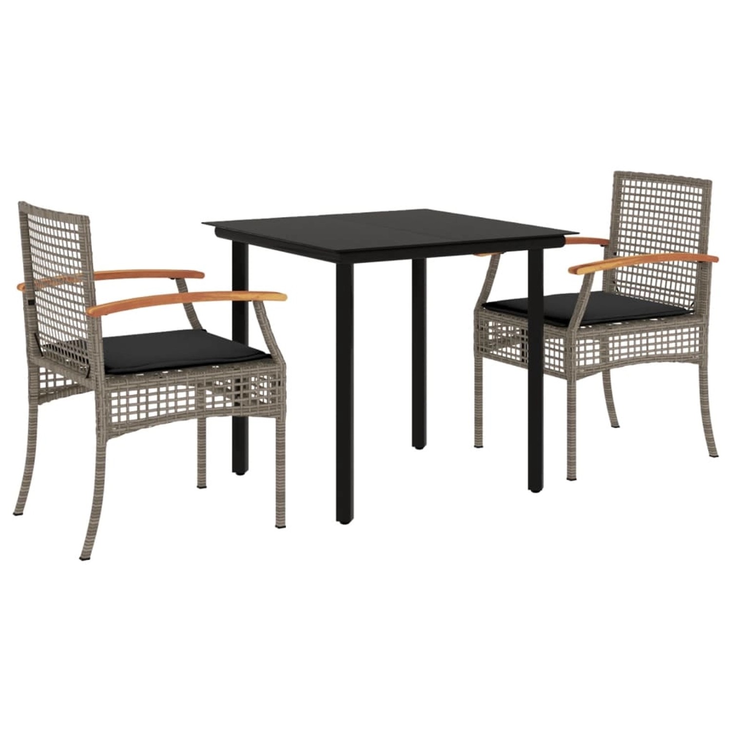 vidaXL 3-Tlg Garten-Essgruppe mit Kissen Grau Poly Rattan 3213617 günstig online kaufen