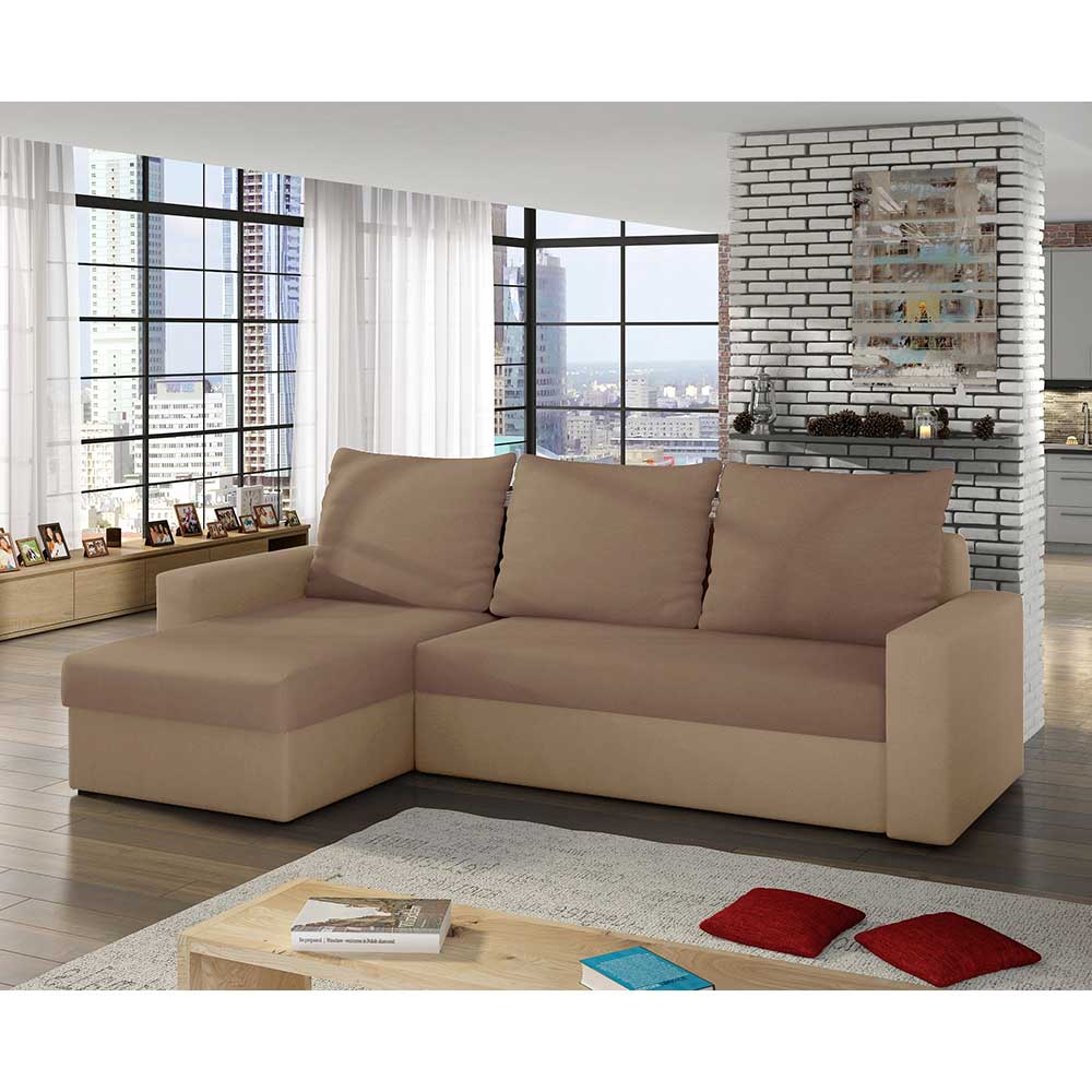 Ecksofa Schlafsofa in modernem Design aus Velours günstig online kaufen