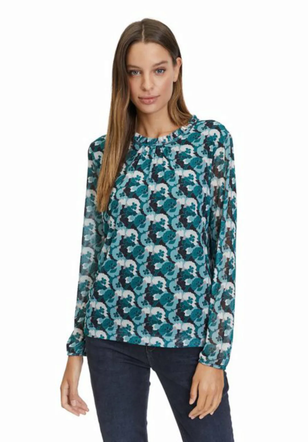 Betty&Co Kurzarmshirt Betty & Co Blusenshirt mit gekräuseltem Ausschnitt (1 günstig online kaufen