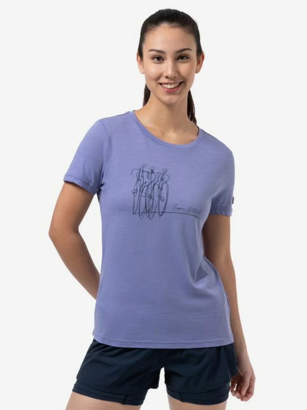 SUPER.NATURAL T-Shirt für Damen, Merino BIKE ART Farrad Motiv, atmungsaktiv günstig online kaufen