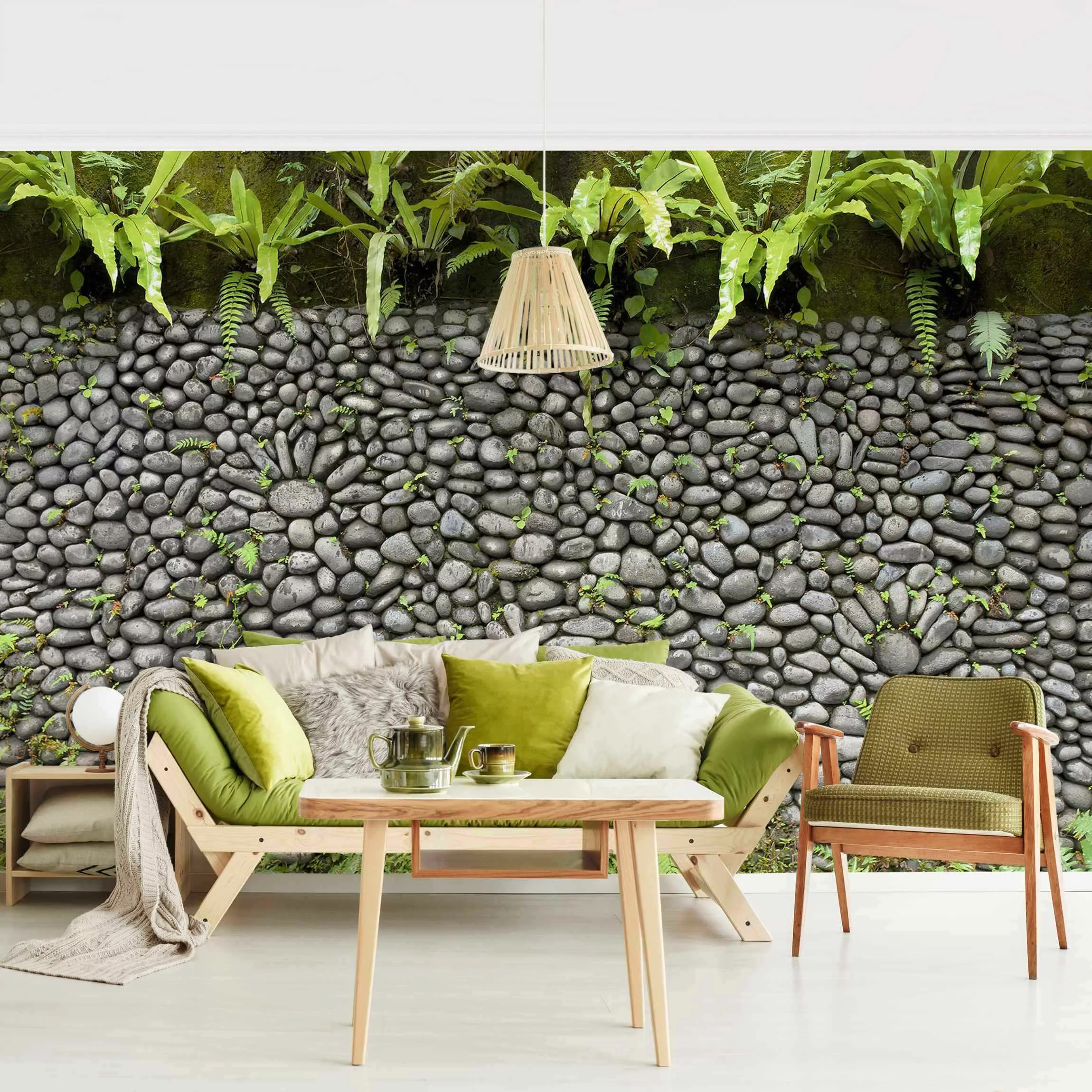 Fototapete Steinwand mit Pflanzen günstig online kaufen