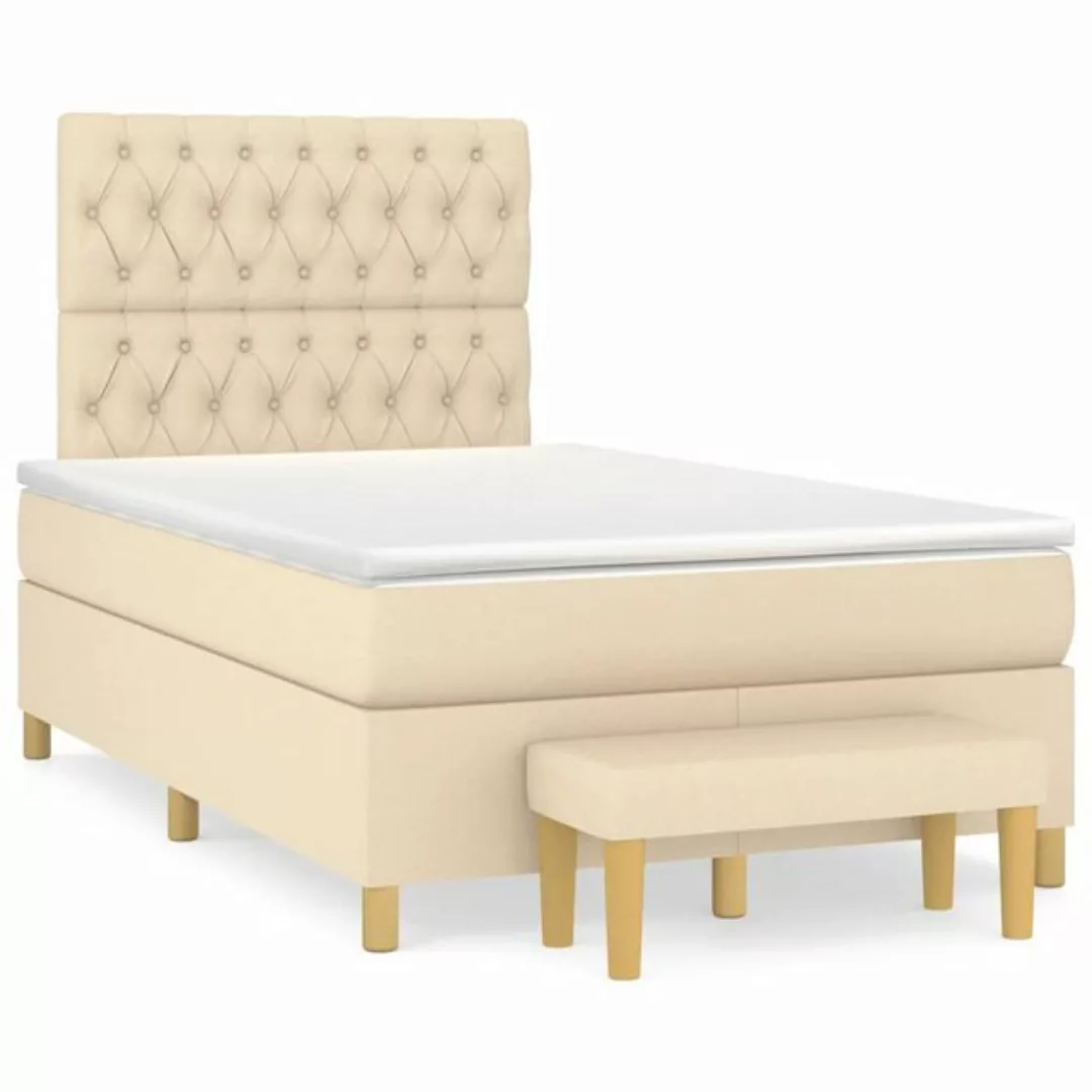 vidaXL Bett Boxspringbett mit Matratze Creme 120x190 cm Stoff günstig online kaufen