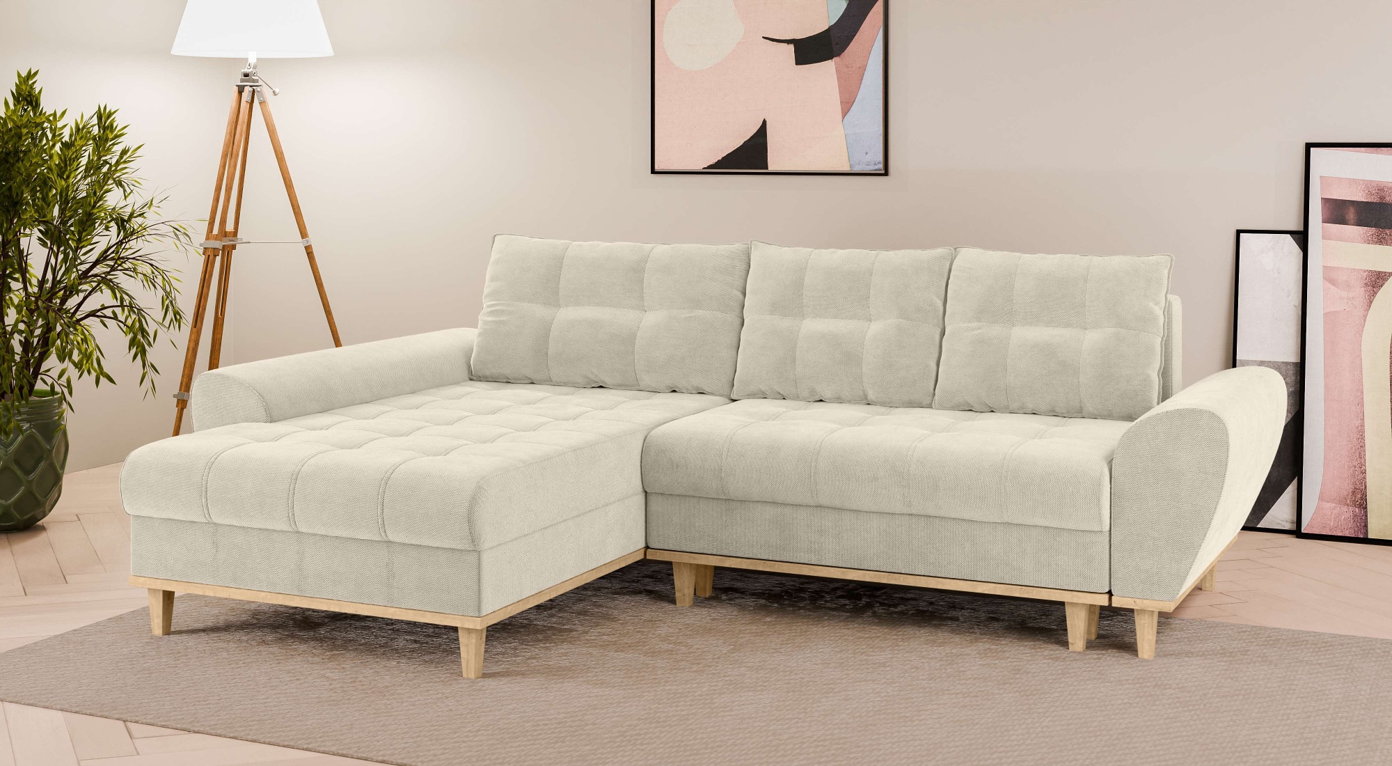 Home affaire Ecksofa "Ahrdorf mit Bettfunktion und Bettkasten, Maße: B/H/T günstig online kaufen