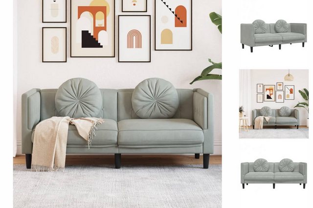 vidaXL Sofa Sofa mit Kissen 2-Sitzer Hellgrau Samt günstig online kaufen