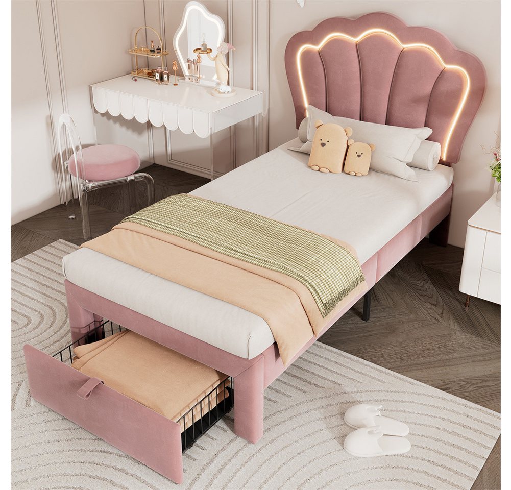 Sweiko Kinderbett mit Schubladen and LED (Bettgestell mit Lattenrost und Ve günstig online kaufen