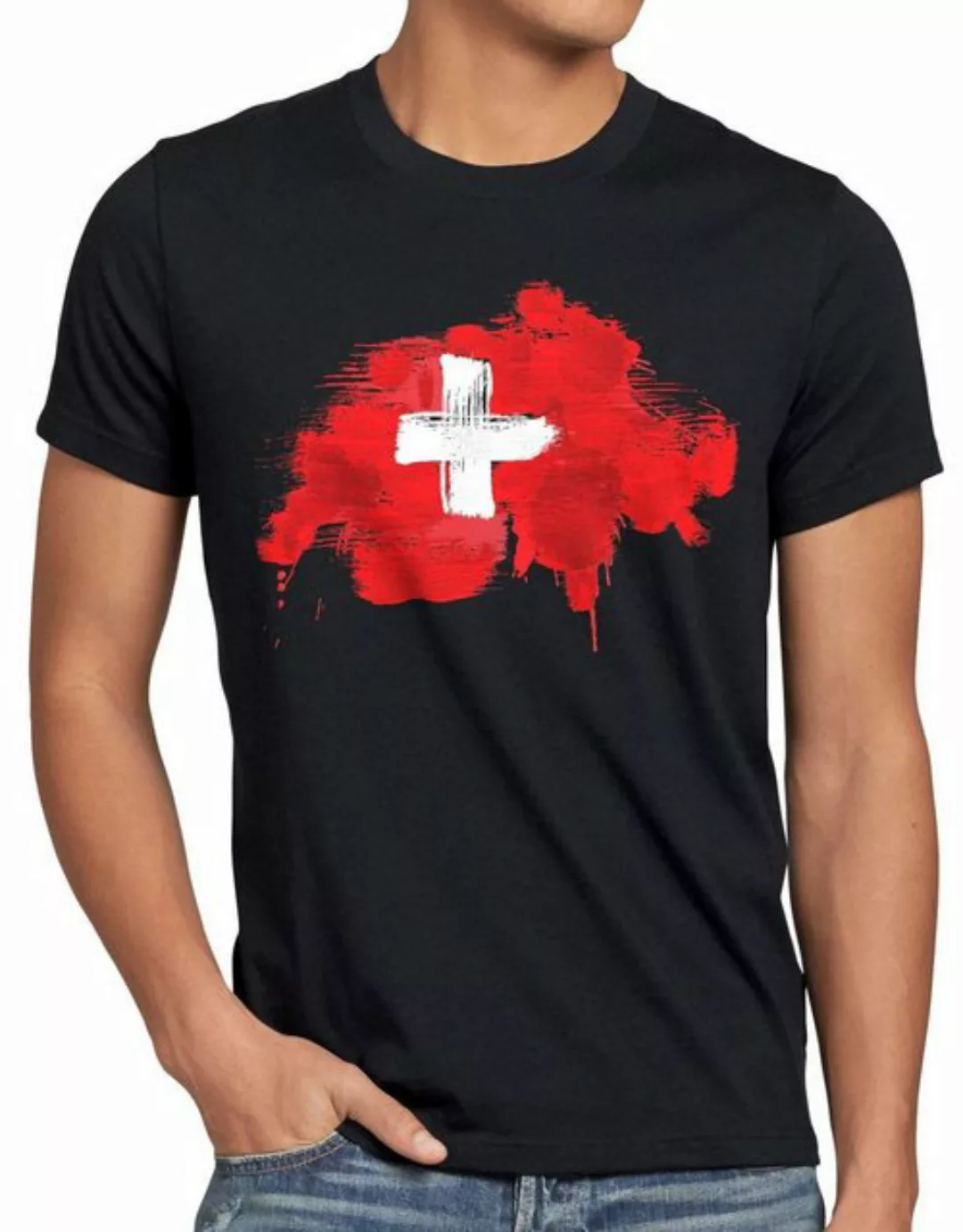 style3 Print-Shirt Herren T-Shirt Flagge Schweiz Fußball Sport Suisse WM EM günstig online kaufen