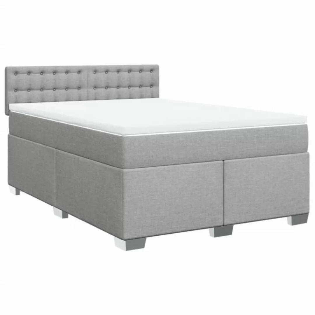 vidaXL Bett Boxspringbett mit Matratze Hellgrau 140x190 cm Stoff günstig online kaufen