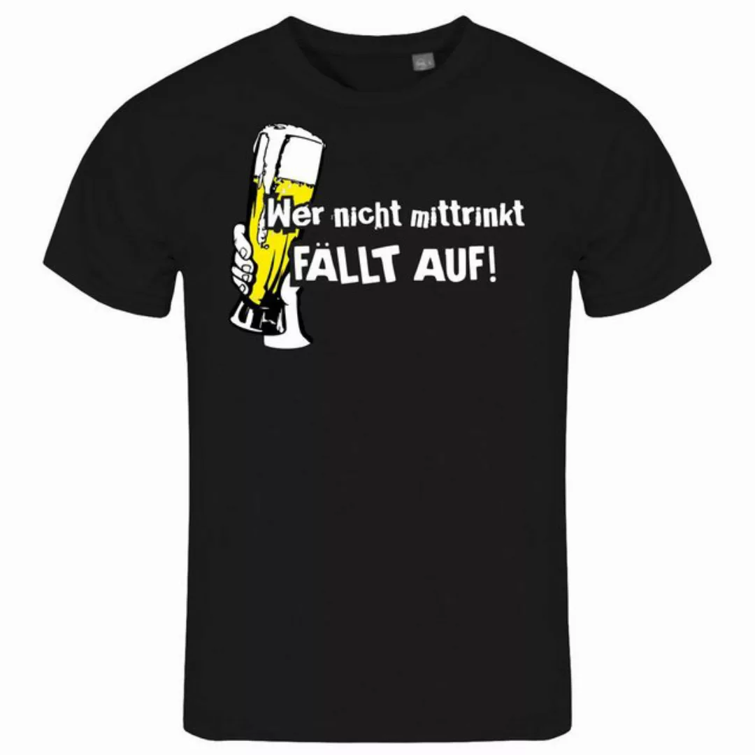 deinshirt Print-Shirt Herren T-Shirt Wer nicht mittrinkt fällt auf Funshirt günstig online kaufen