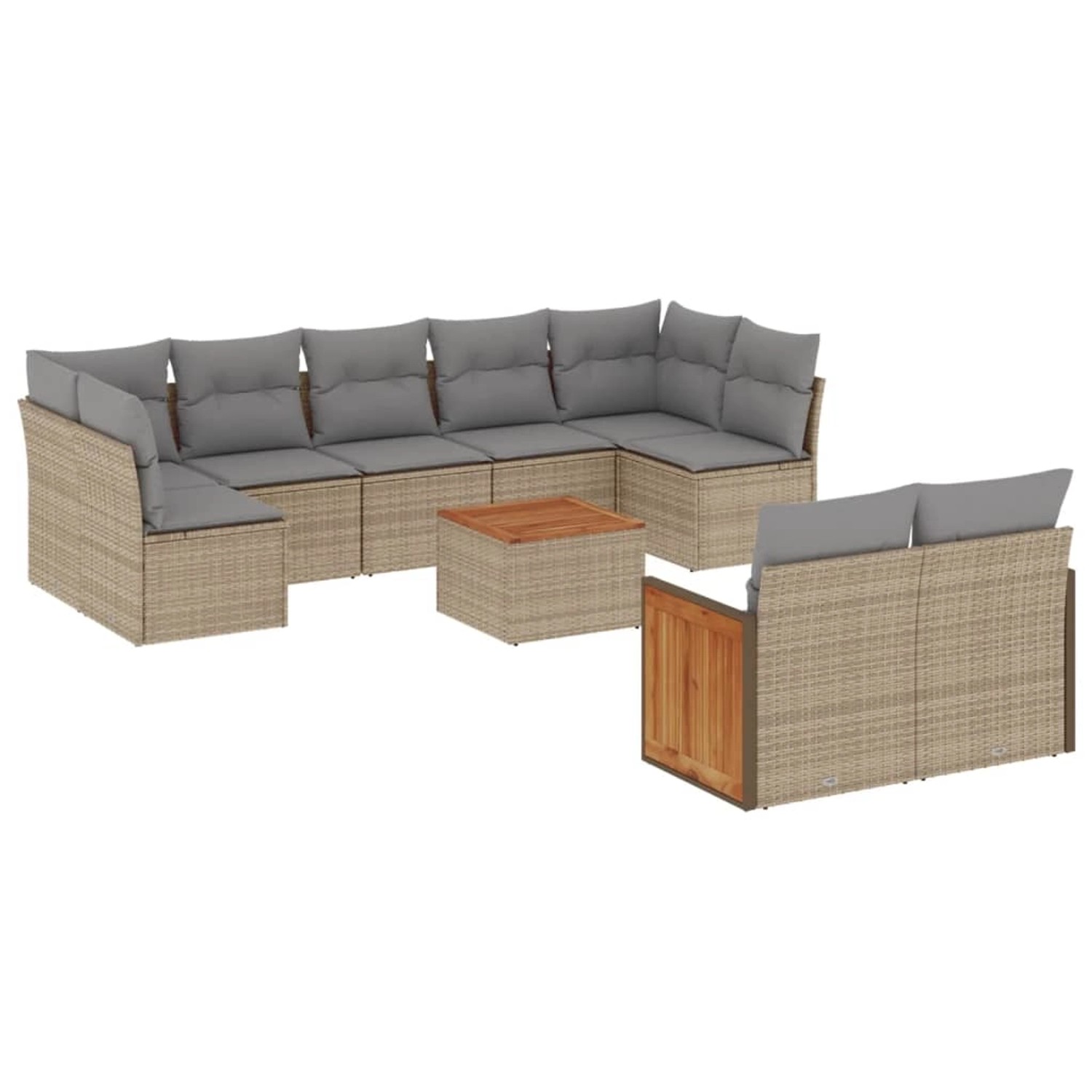 vidaXL 10-Tlg Garten-Sofagarnitur mit Kissen Beige Poly Rattan 3260379 günstig online kaufen
