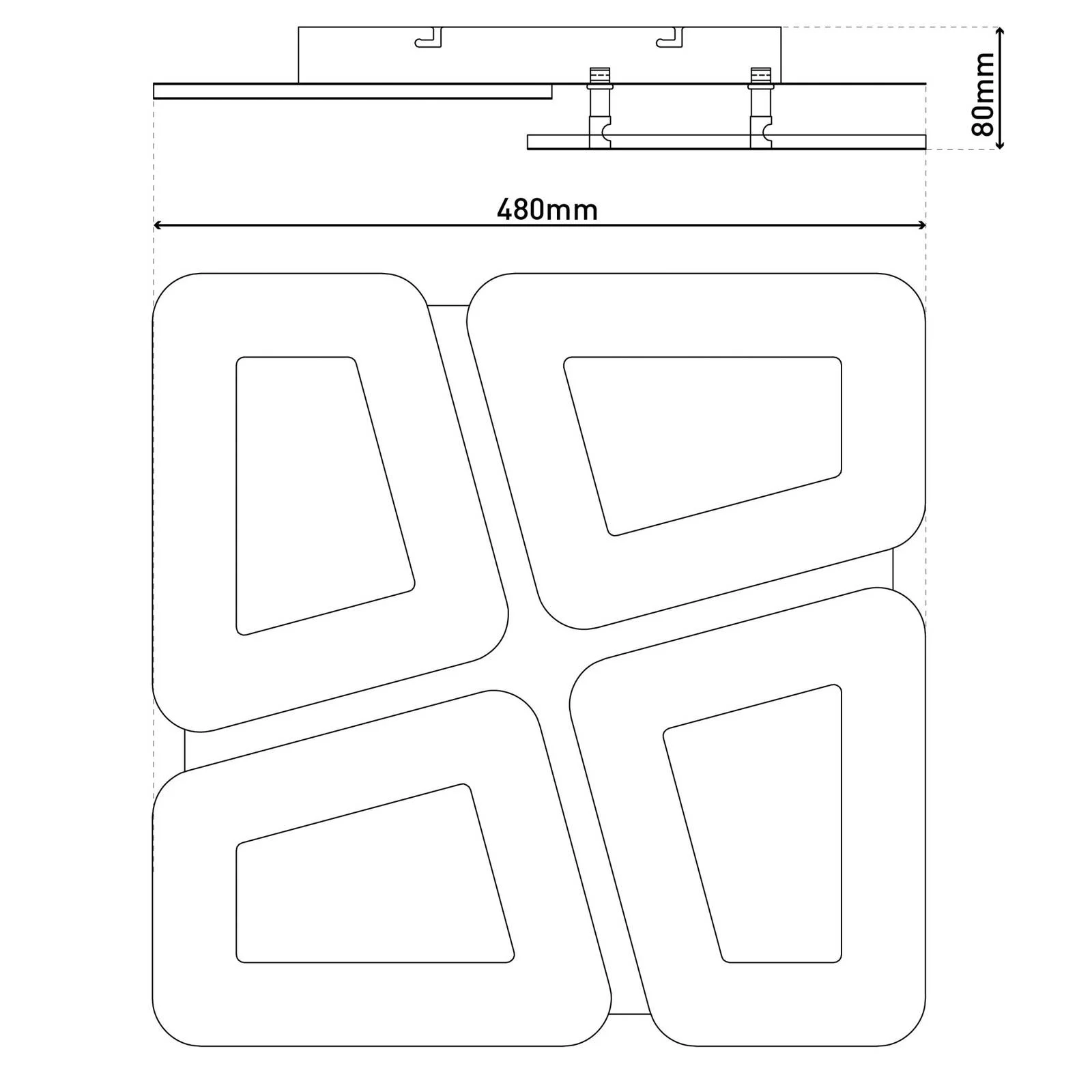 LED-Deckenleuchte Simen, weiß, Metall, 48x48 cm, CCT, Remote günstig online kaufen