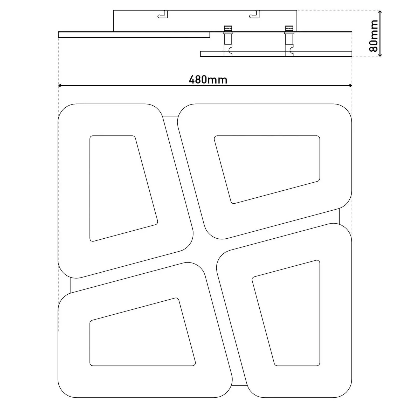 Näve Leuchten LED-Deckenleuchte weiß Metall Kunststoff B/H/T: ca. 48x8x48 c günstig online kaufen