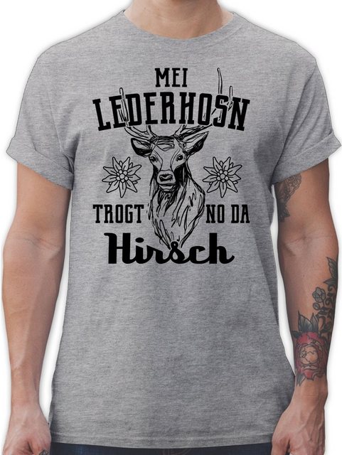 Shirtracer T-Shirt Mei Lederhosn trogt no da Hirsch - schwarz Mode für Okto günstig online kaufen