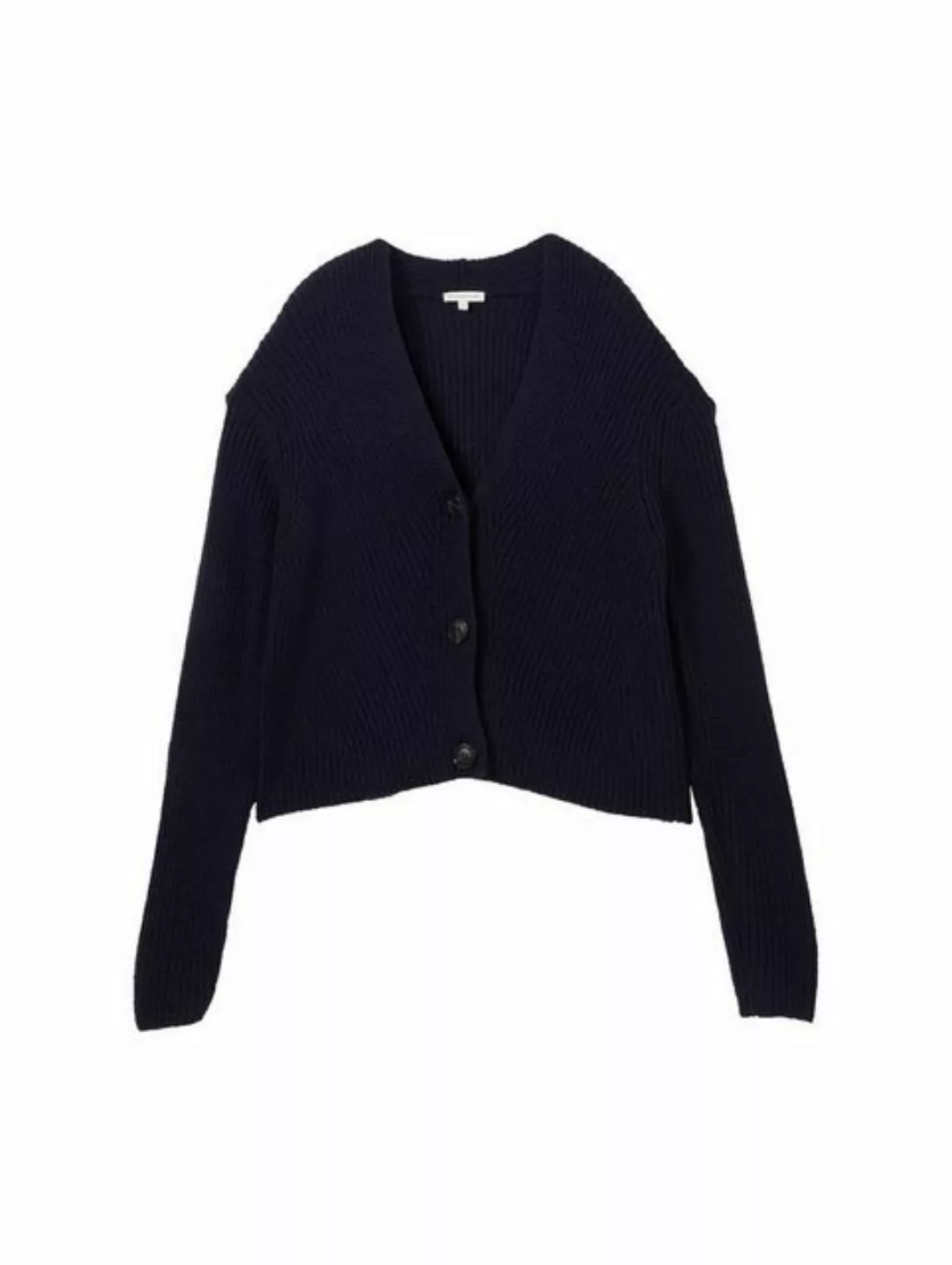 TOM TAILOR Strickjacke knit rib cardigan, sky captain blue günstig online kaufen