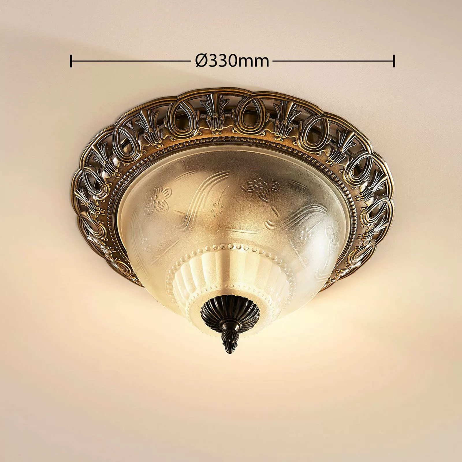 Lindby Deckenlampe Anni, Glasschirm geätzt günstig online kaufen