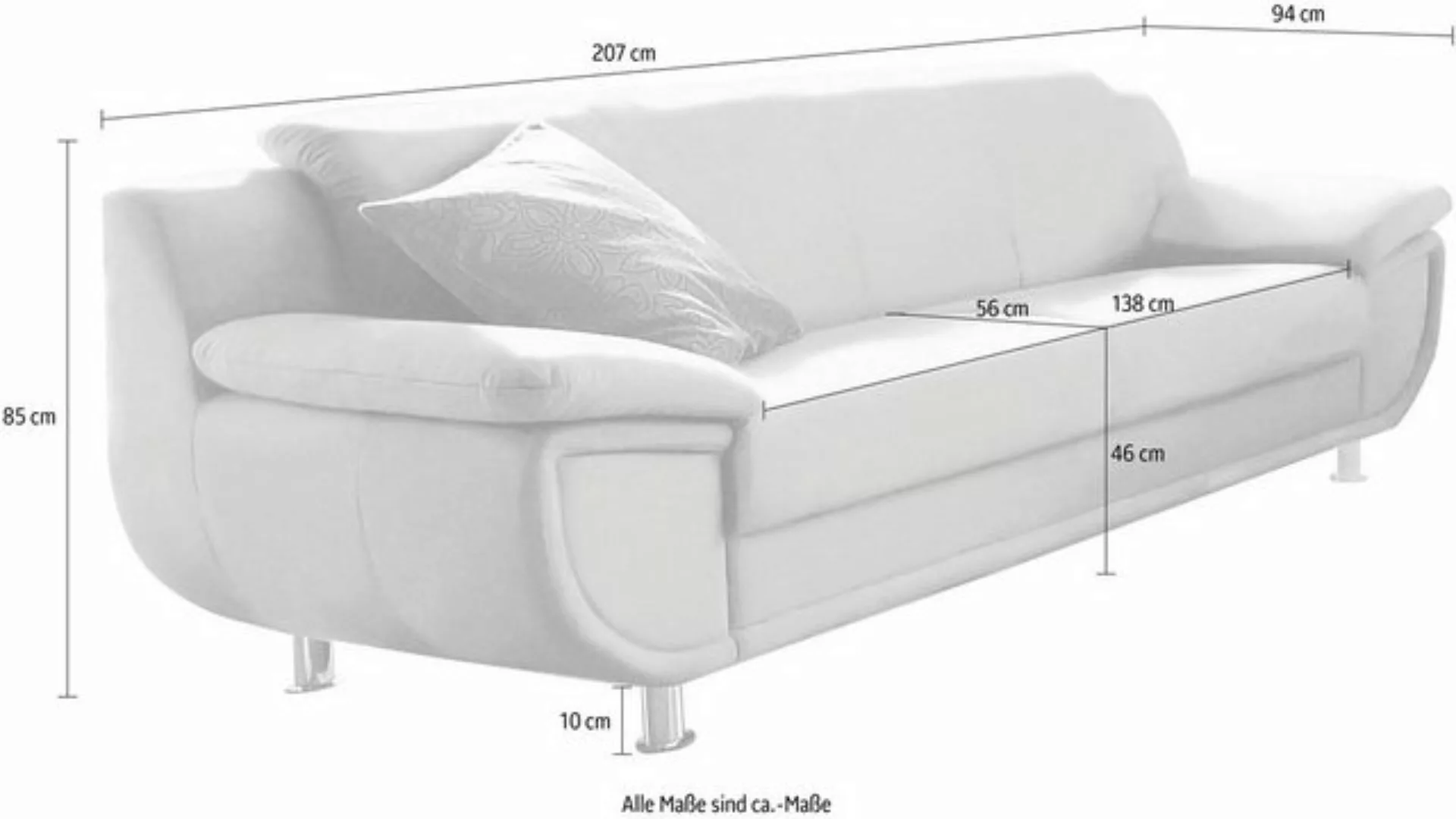 TRENDMANUFAKTUR 3-Sitzer, wahlweise mit komfortablem Federkern, mit extra b günstig online kaufen