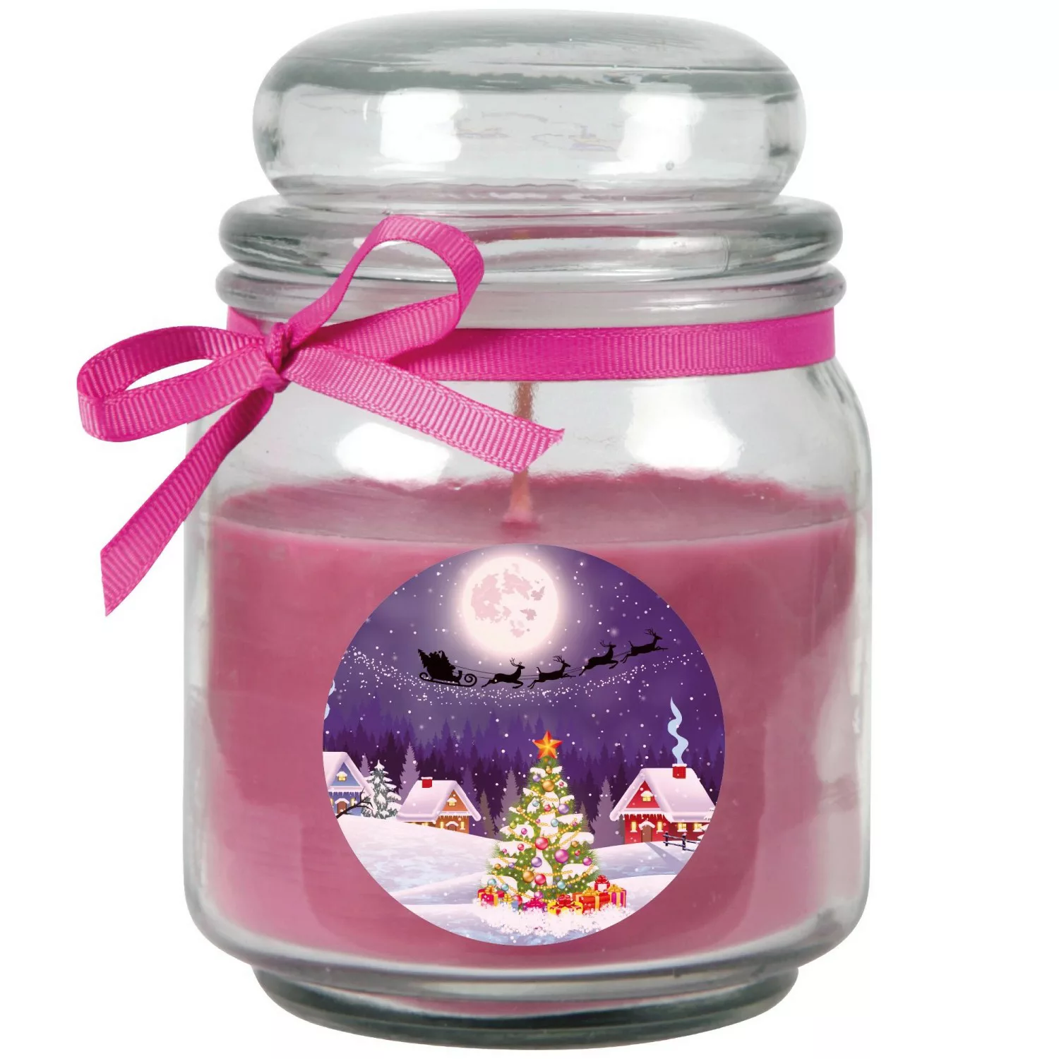 HS Candle Duftkerze & Glas Weihnachten Lila Bonbon 70h günstig online kaufen