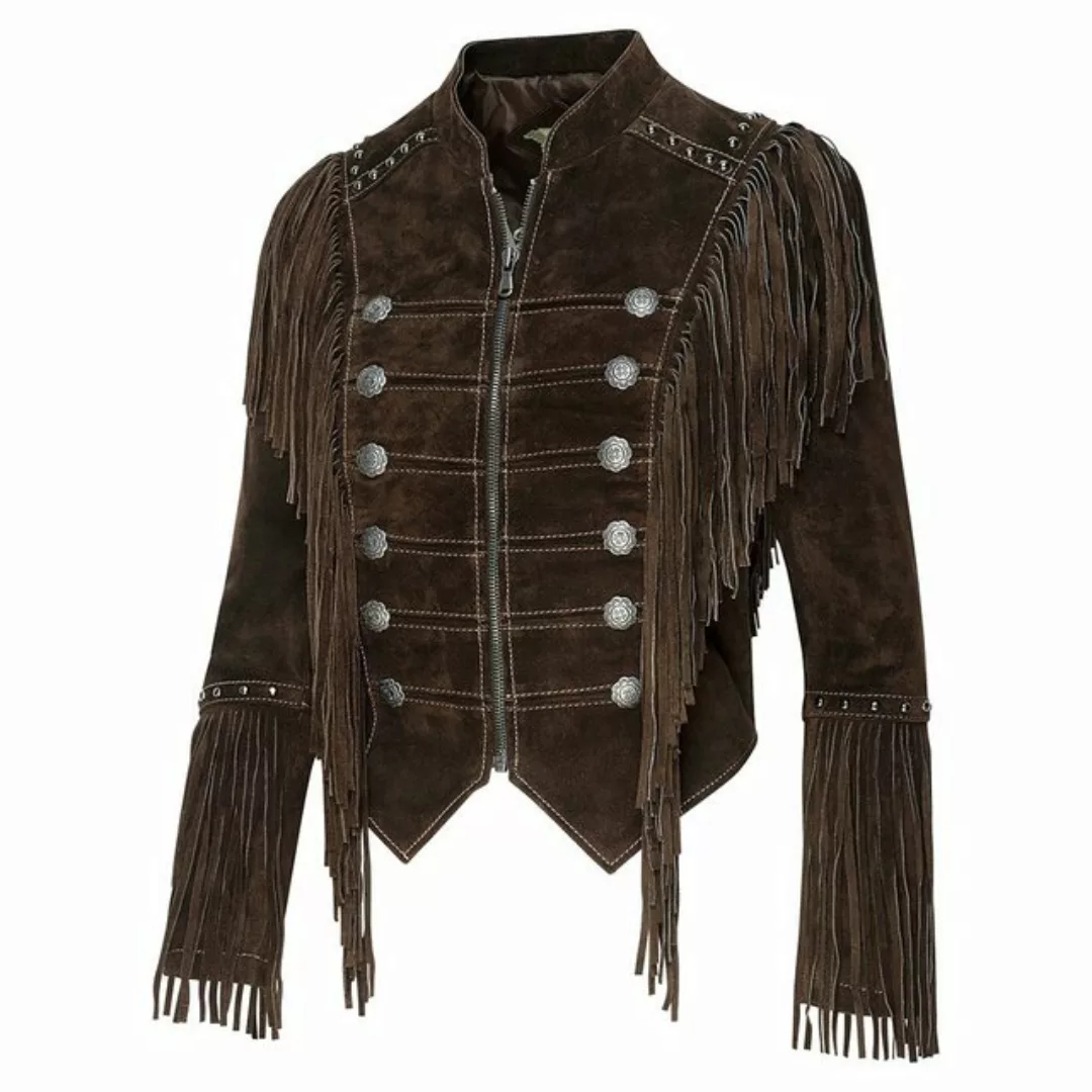 Stars & Stripes Lederjacke Brianna mit Fransen, Nieten und Conchos günstig online kaufen