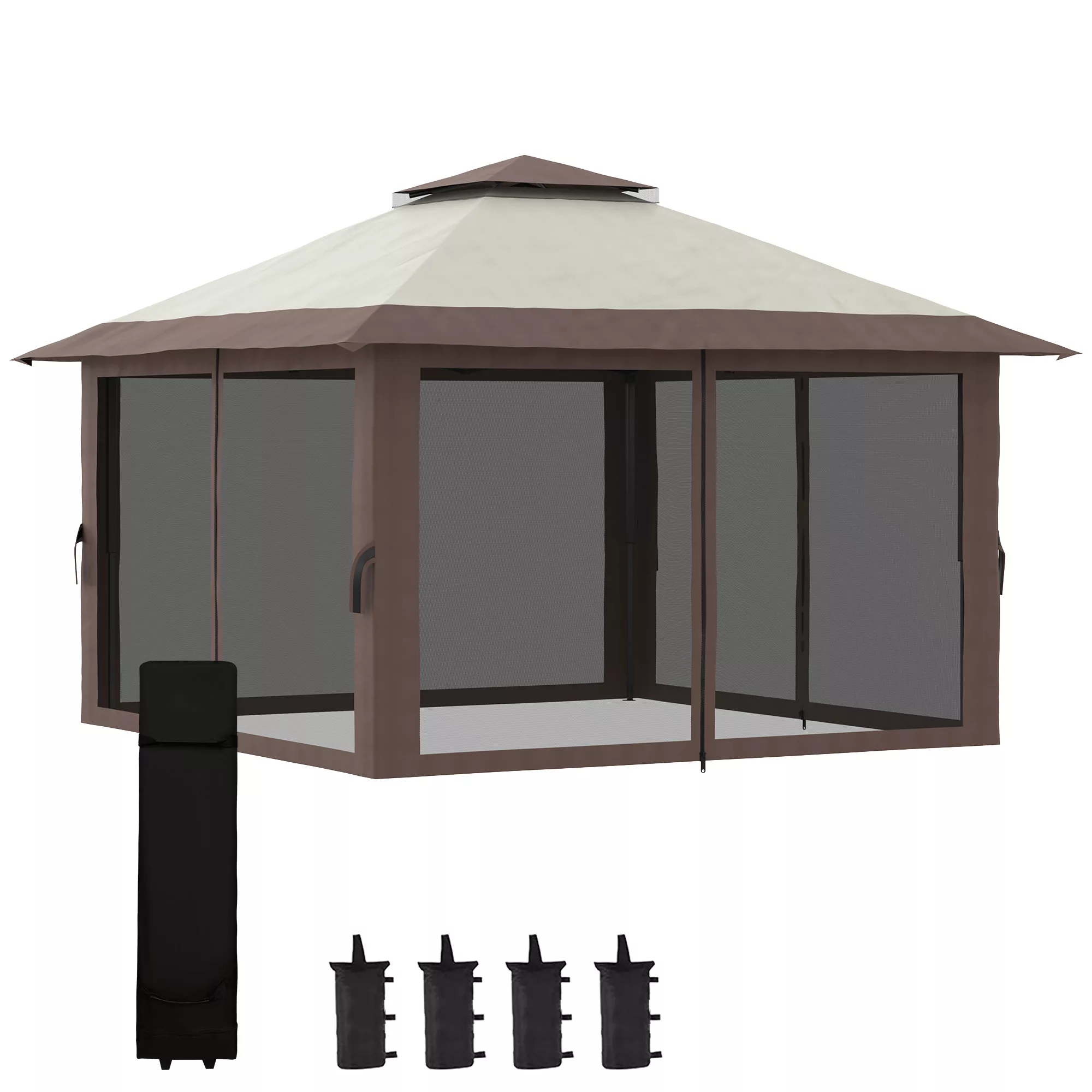 Outsunny Faltpavillon 4x4m Gartenpavillon höhenverstellbar mit UV-Schutz & günstig online kaufen