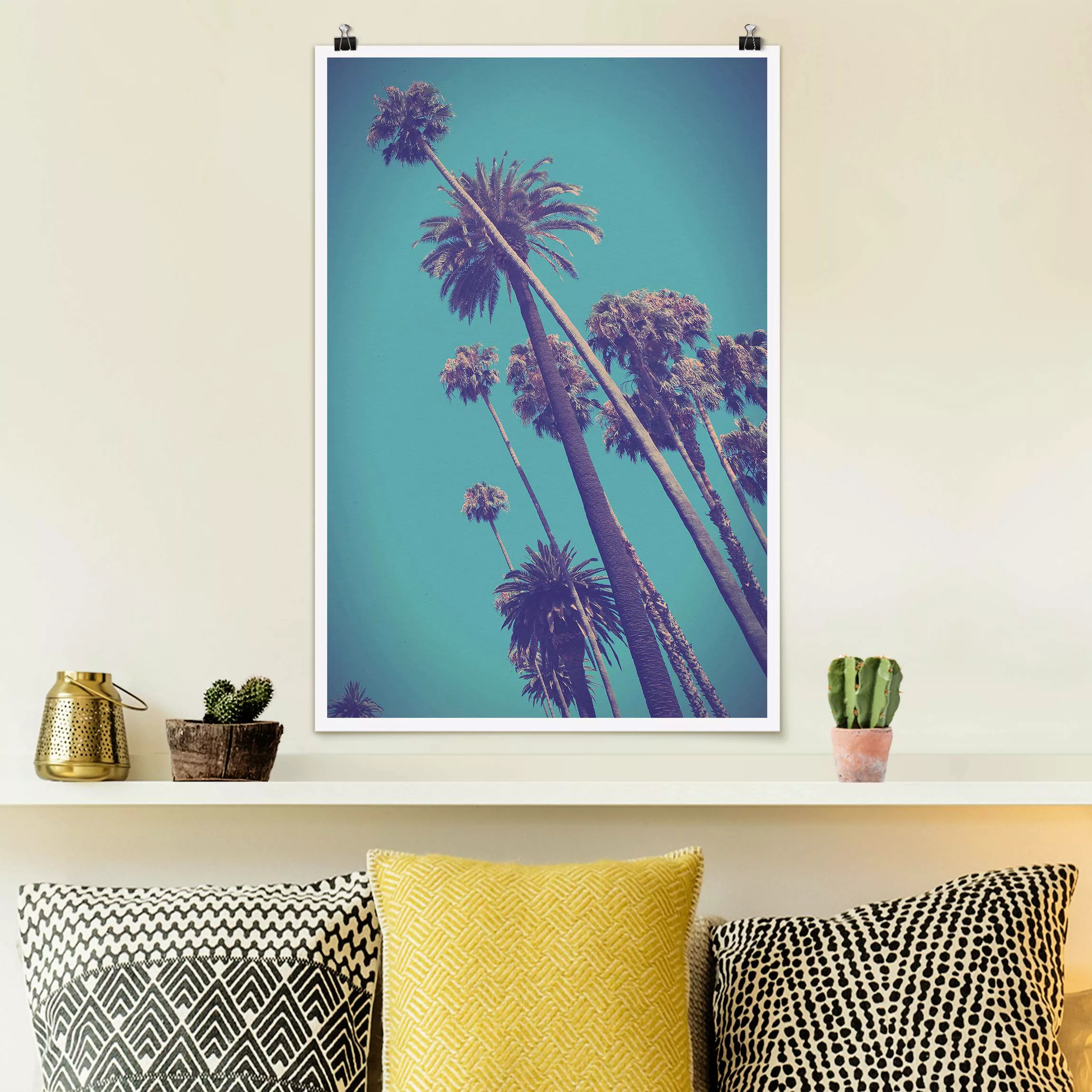Poster Tropische Pflanzen Palmen und Himmel günstig online kaufen
