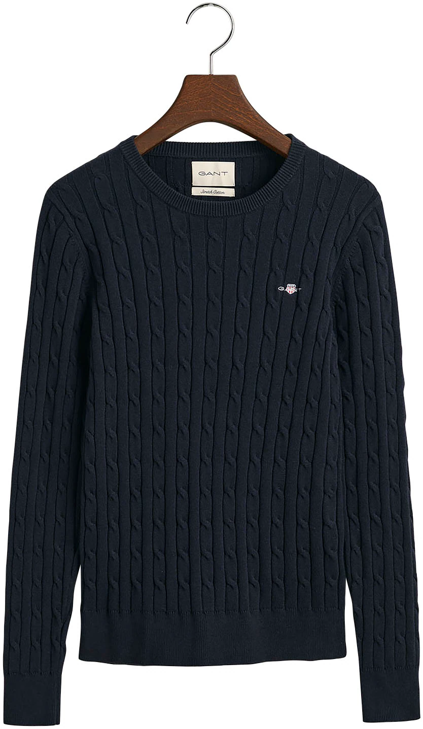 Gant Strickpullover "STRETCH COTTON CABLE C-NECK", mit Logostickerei auf de günstig online kaufen