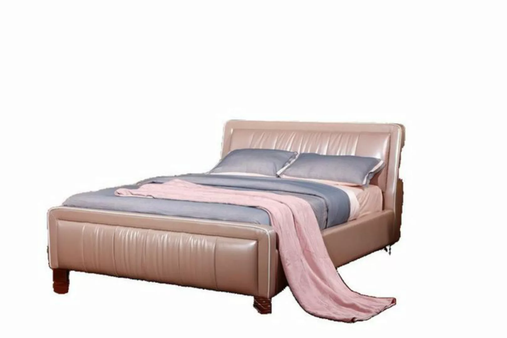 JVmoebel Bett Designer Doppelbett Betten Leder Hotel Luxus Polster 180cm, M günstig online kaufen