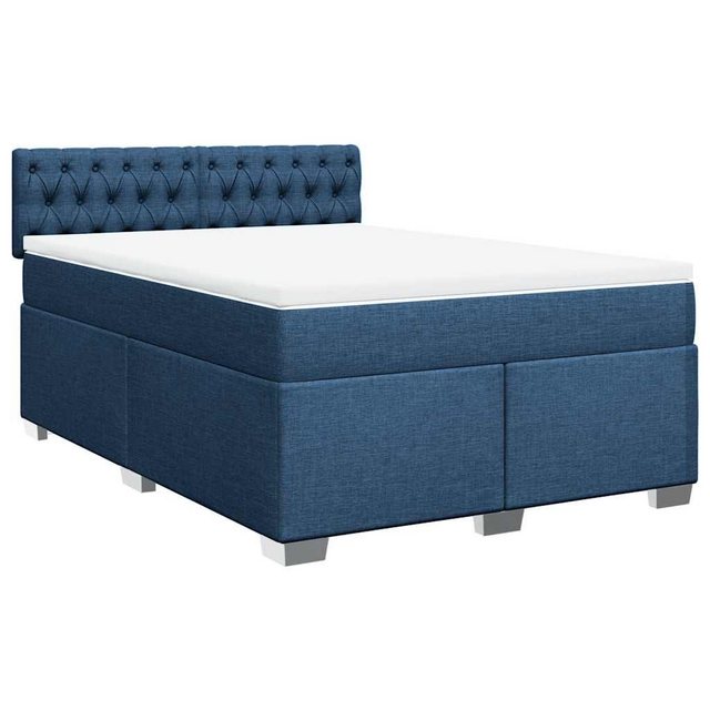 vidaXL Bett Boxspringbett mit Matratze Blau 140x190 cm Stoff günstig online kaufen