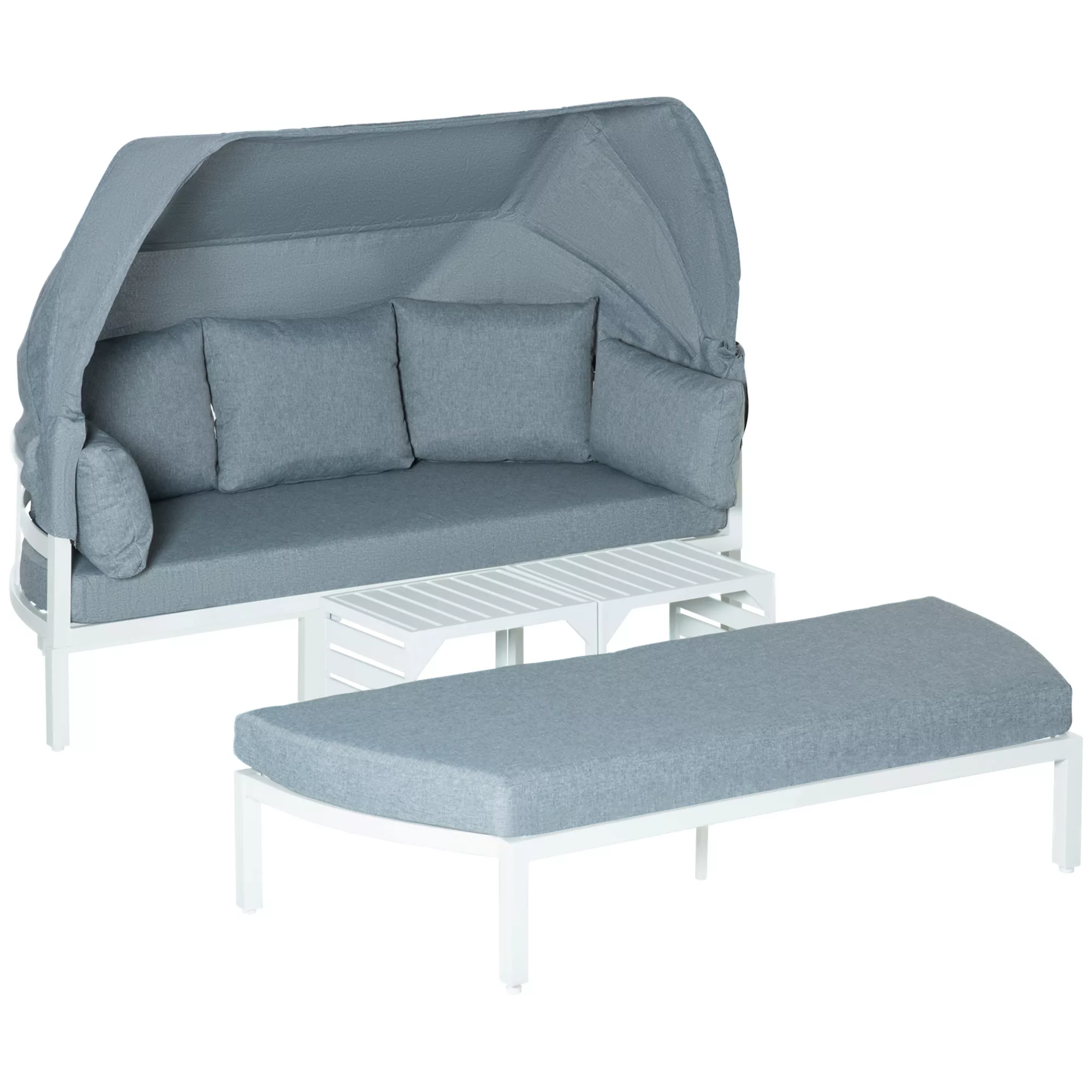 Outsunny Gartenmöbel-Set für 5 Personenmit Beistelltisch Dach Sofa mit Kiss günstig online kaufen