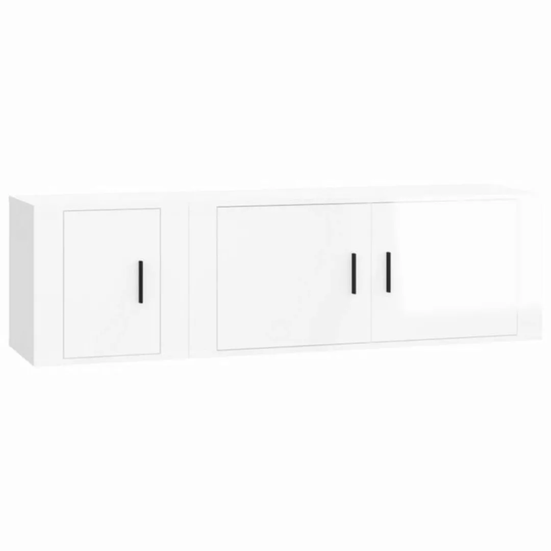 furnicato TV-Schrank 2-tlg. TV-Schrank-Set Hochglanz-Weiß Holzwerkstoff (1- günstig online kaufen